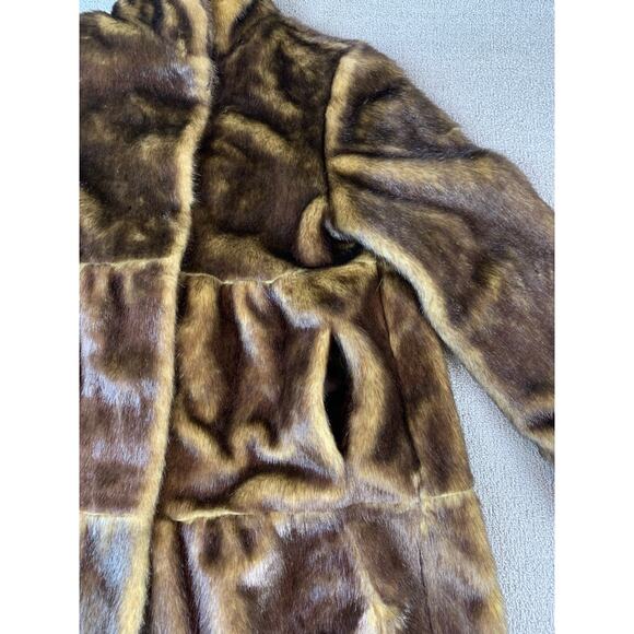 Dennis Basso Faux Fur Coat Retro Glamor Chic Winter Brown Size Medium - Picture 5 of 11